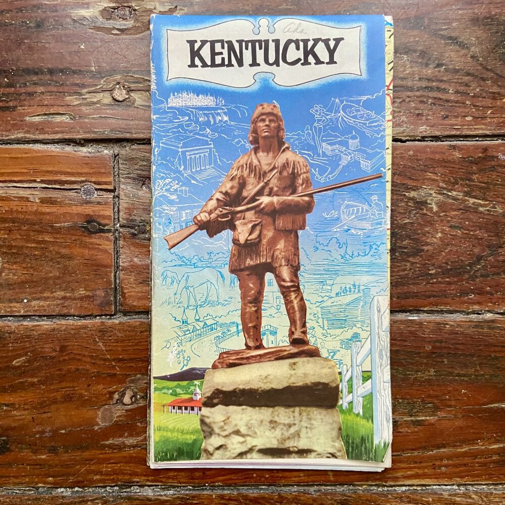Vintage Kentucky Official Highway Map Road Map 1957 1950s Attractions Cities EUC